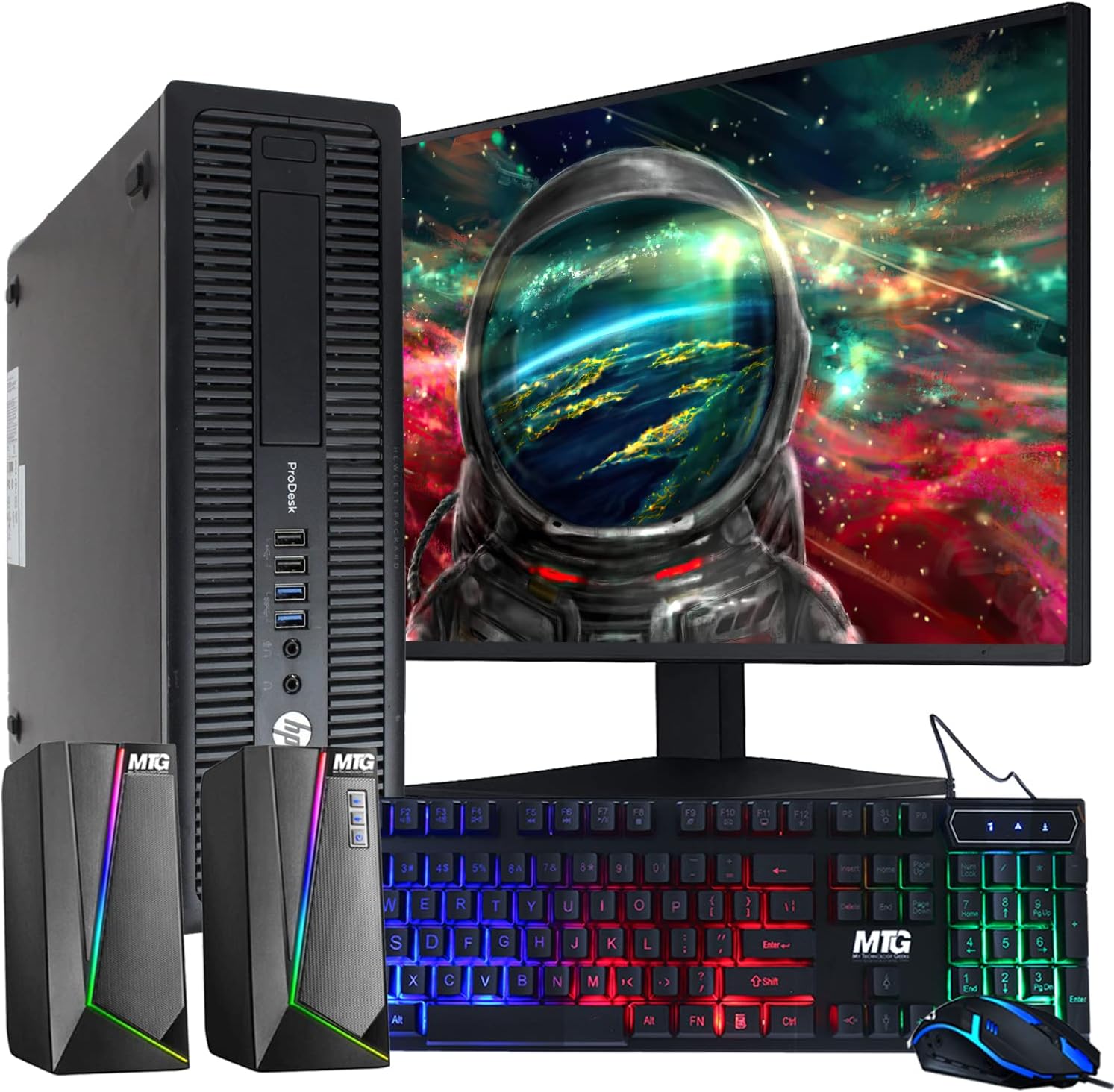 HP Elite 800G2 Desktop Computer PC, Intel Core i5 6th Gen Processor, 16GB RAM, 2TB HDD, MTG New 22 inch Monitor, RGB Speaker and Keyboard Mouse, WiFi Windows 11 64-Bit (Renewed)