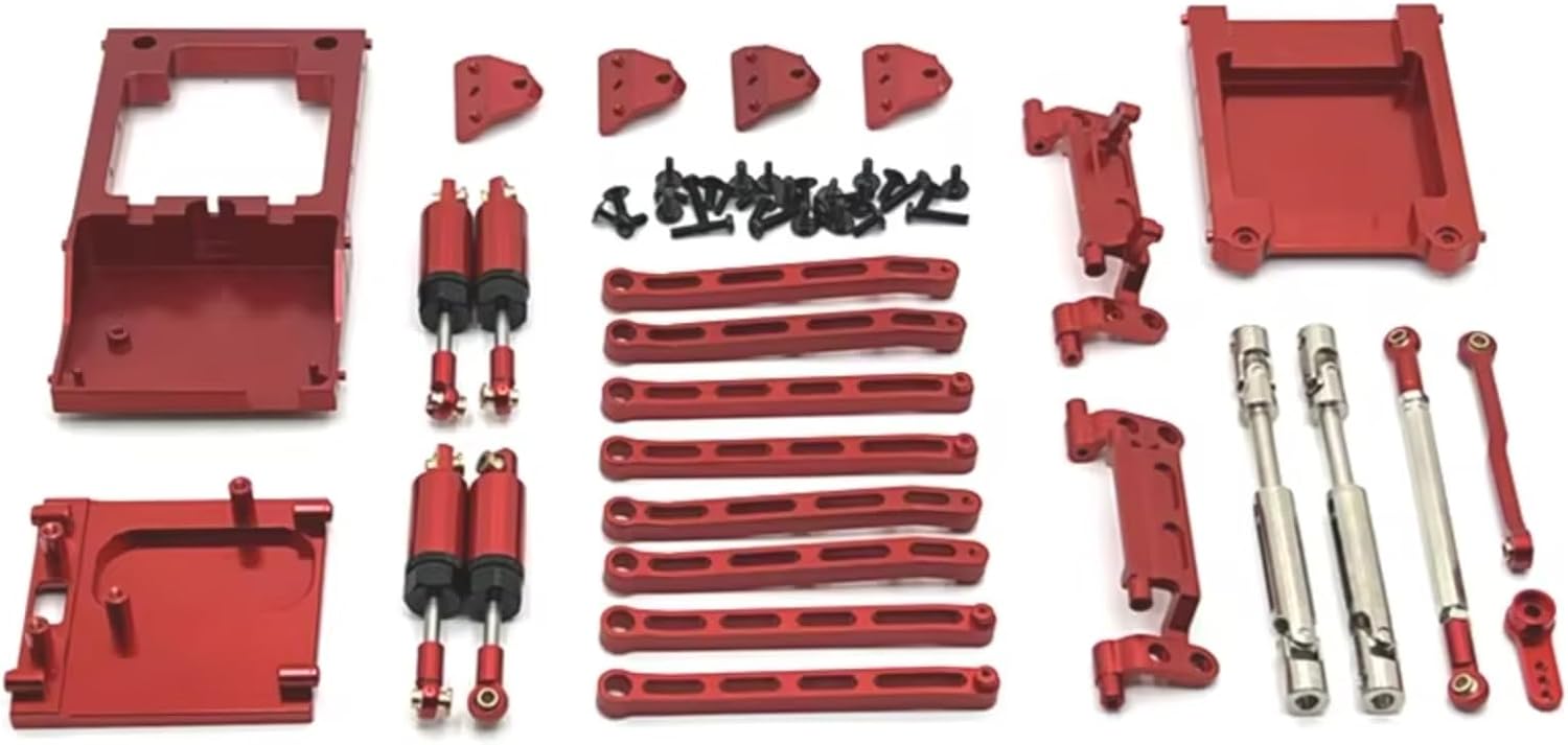 For MN168 For MN78 1/12 Metal For Chassis Link Rod Pull Rod Mount Oil Shock Absorber Drive Shaft Beam Kit RC Car Upgrade Parts Accessories RC Car Shock Absorber(Red)