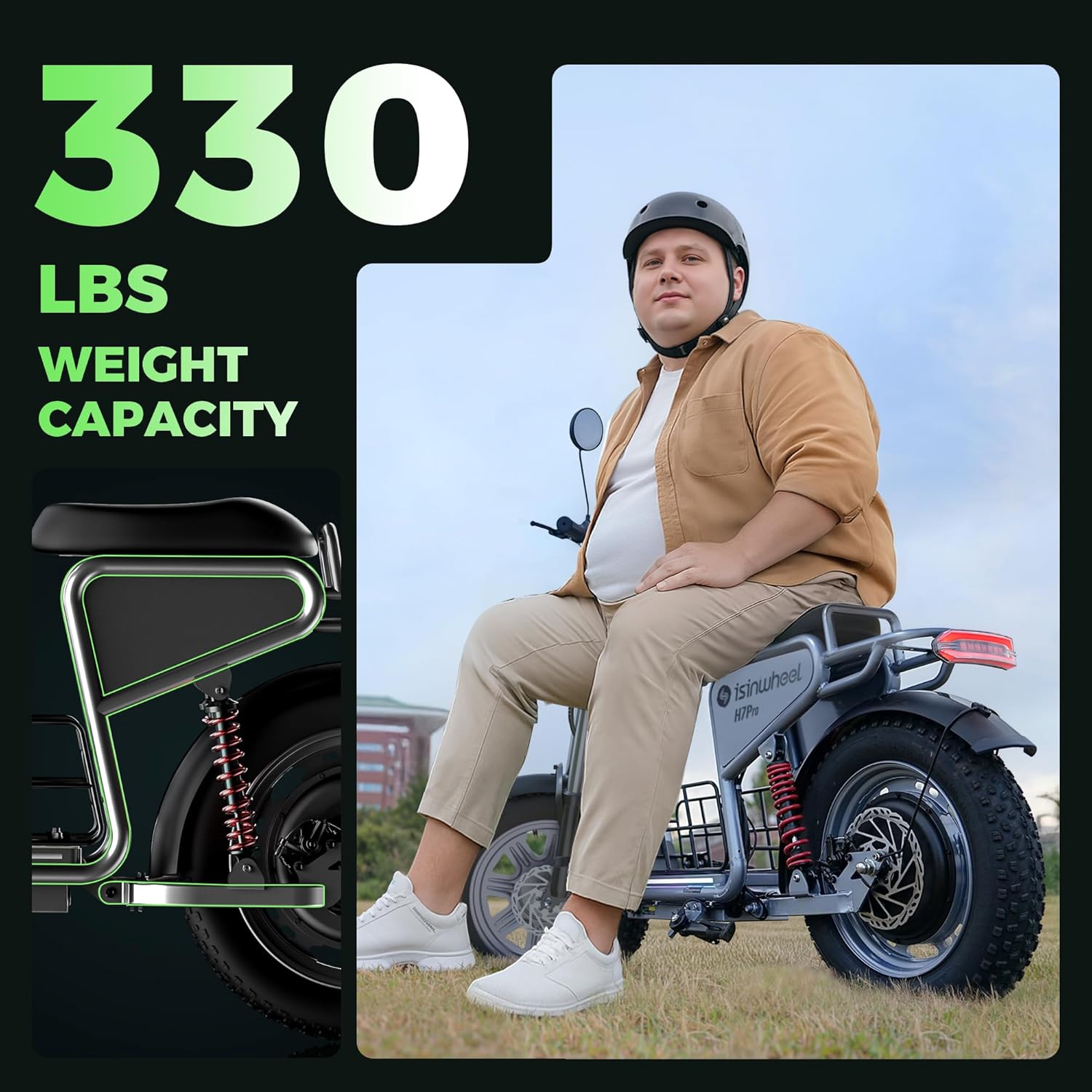 isinwheel Electric Scooter with Seat, 43/28 Miles Range & 38/21 MPH High Speed, 16/14'' Fat Tire Scooter for Adult with Mood Lights, Smart APP & NFC Start, 1200/750W Motor E Scooter