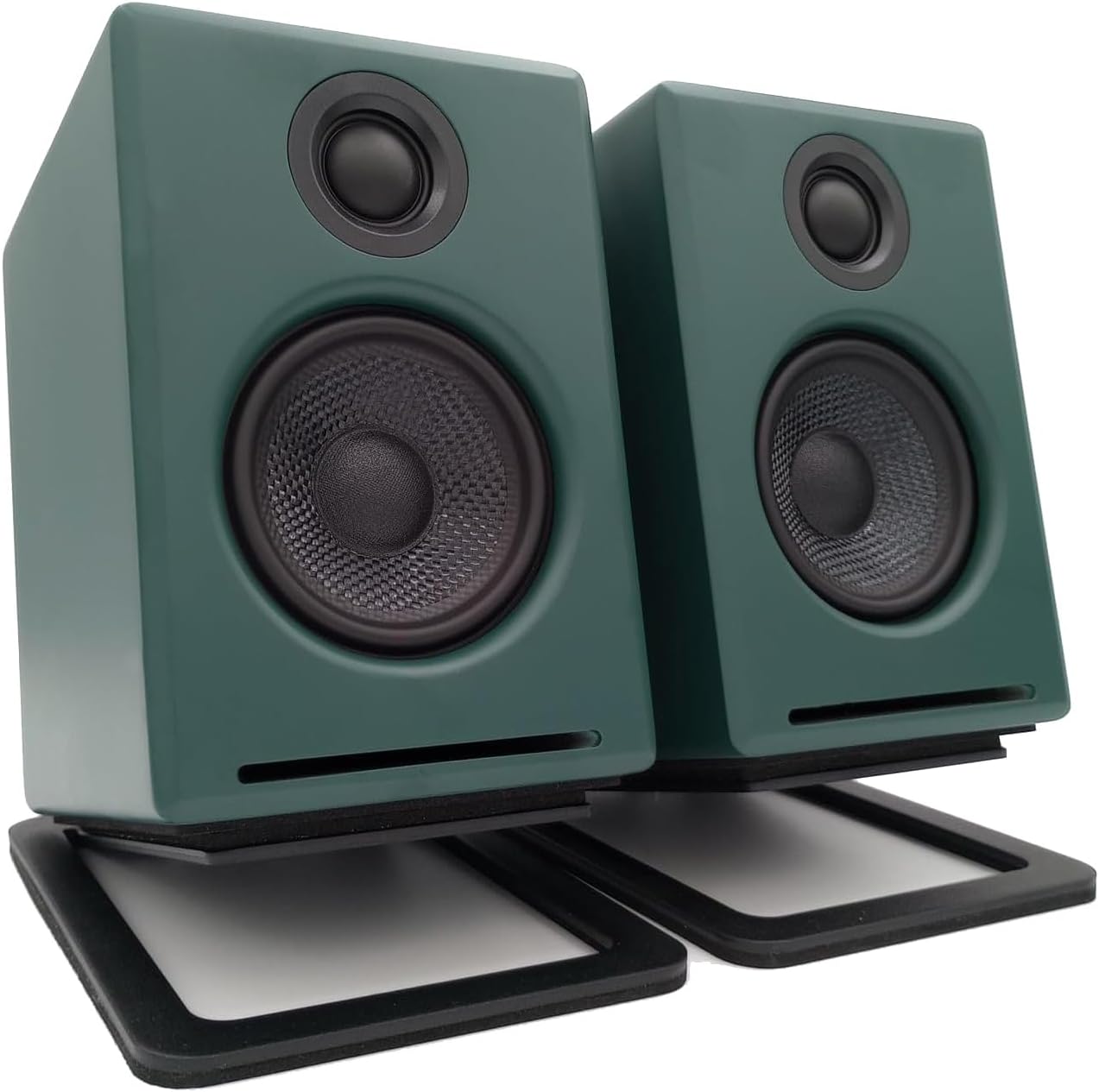 Audioengine A2 Limited Edition Matte Green Speakers with DS1M Metal Stands for Music Gaming Movies Studios Dorms Bedrooms Offices