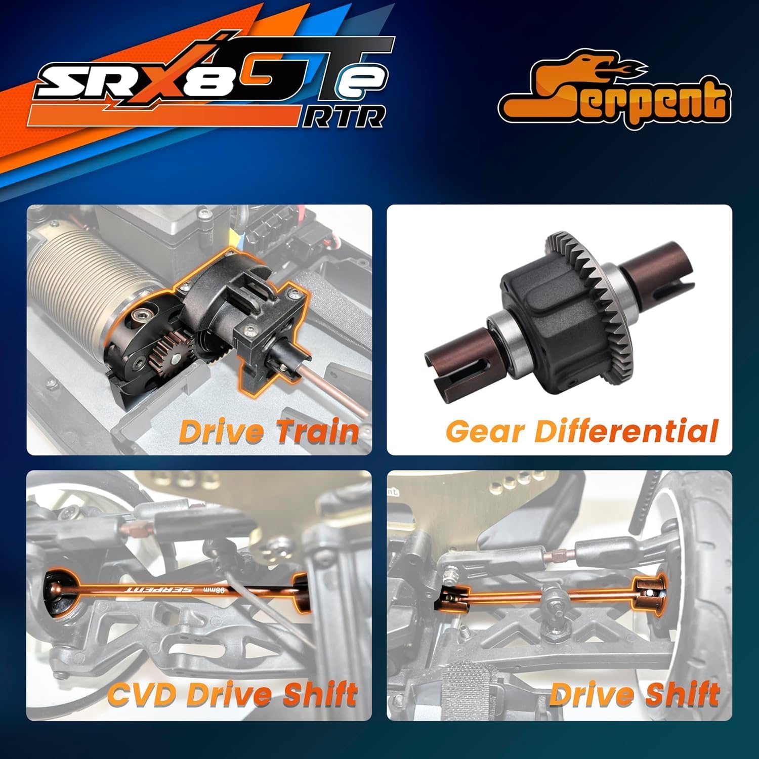 Serpent SRX8 GTE 4wd RTR, 1/8 4wd GT Car, Brushless Speed RC Car RTR, Painted Body, High Speed, Racing, Ready to Run, (Batteries and Charger Not Included)