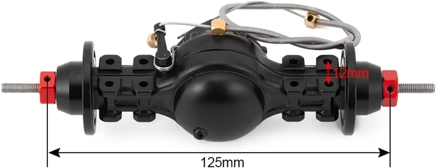 RC Car Accessories Compatible with Tamiya 1/14 RC Truck Tow Upgrade Parts Accessories Axle Metal Alloy Front Rear Differential Axle Built-in Steel Gear(Rear Axle)