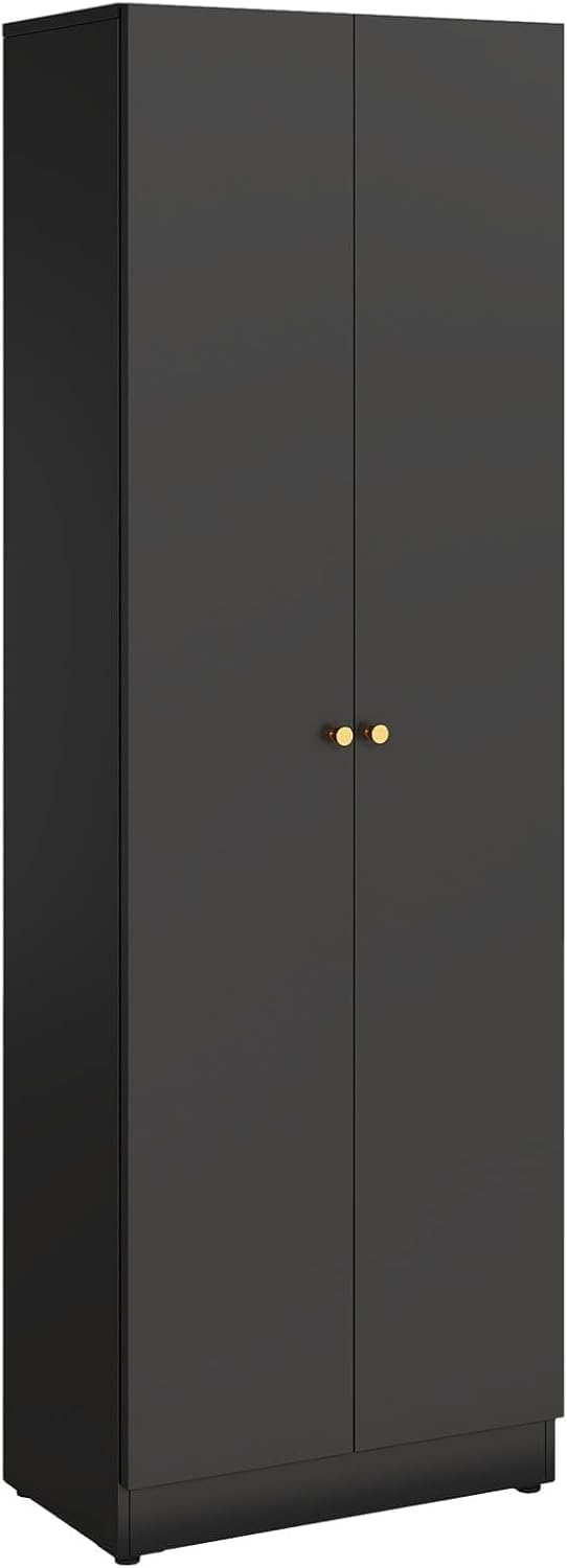 IRONMIX Metal Bookshelf with Doors, Tall Bookcase with Adjustable Shelves, 5-Tier Book Case Shelf Storage Organizer Storage Cabinet for Home Office Living Room