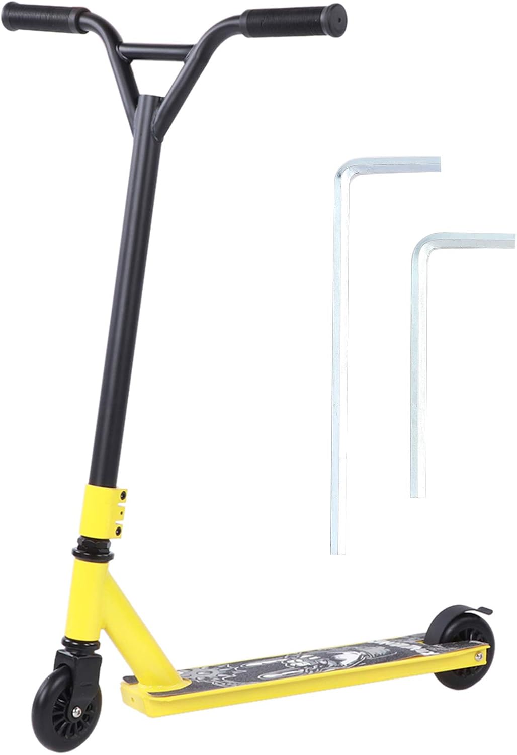 Yellow Portable ScootAdult Stunt Scooter with 2 PU Wheels, PU Pla Wheels for Stunt, Sliding Pedal Equipment with ABEC 7 Steel