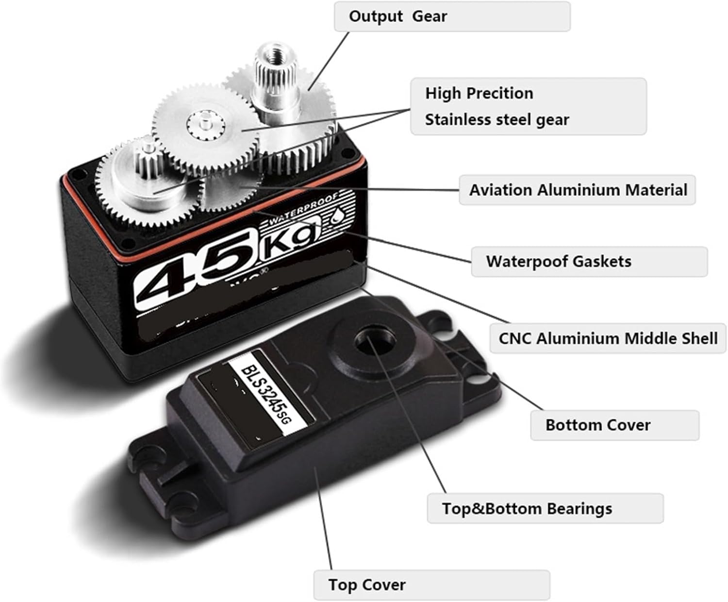 4X Brushless Servo 25Kg 35Kg 45Kg High Speed Servo Pro Metal Gear Digital Servo(4xBLS3245-270 degree)