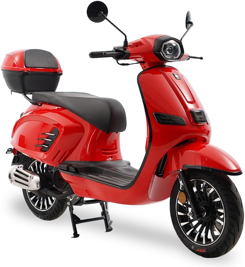 Classic 150 Electric Scooter, Red, PMZ150-16 Model, with Rear Storage Box