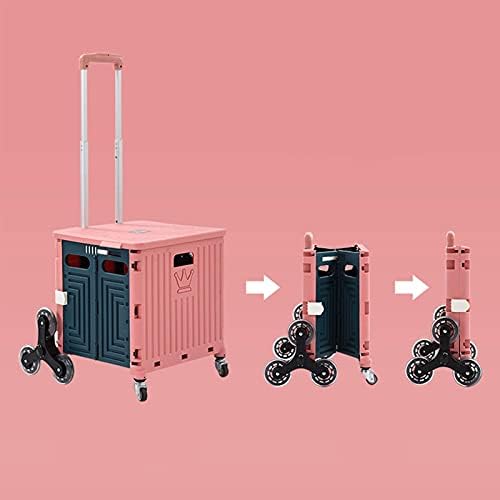 Collapsible Wagon Cart with Wheels Foldable Folding Wagons Carts Silent Universal Wheels,Garden Trolley Eight Wheel Trolley Camping Portable Trolley Climb Stairs Portable Folding Trolley Sho