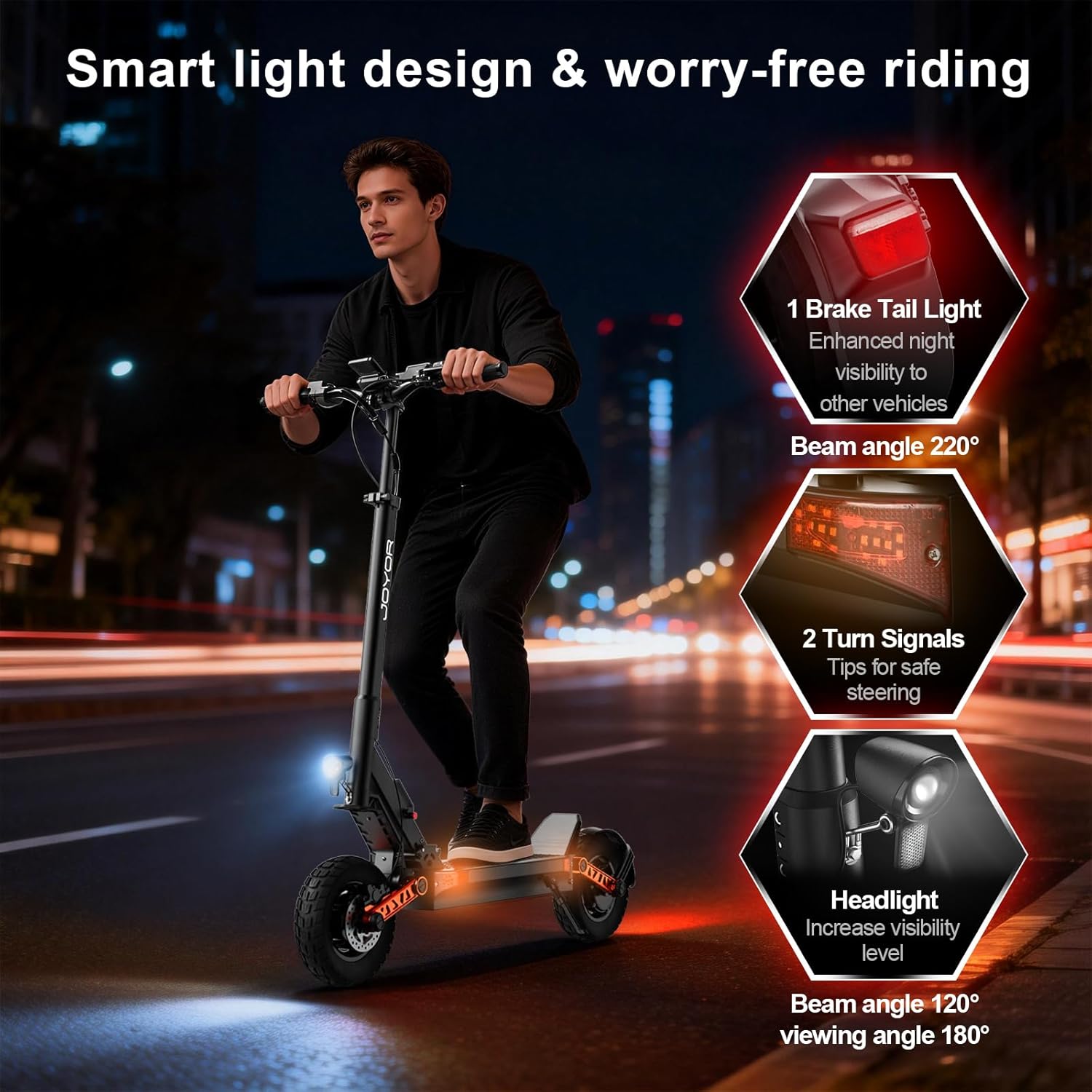 JOYOR S5/S10/T10 Electric Scooters, 31/40/44 MPH Top Speed, 34/46 Miles Max Range, 600W/2000W Motor, Dual Suspension, 10