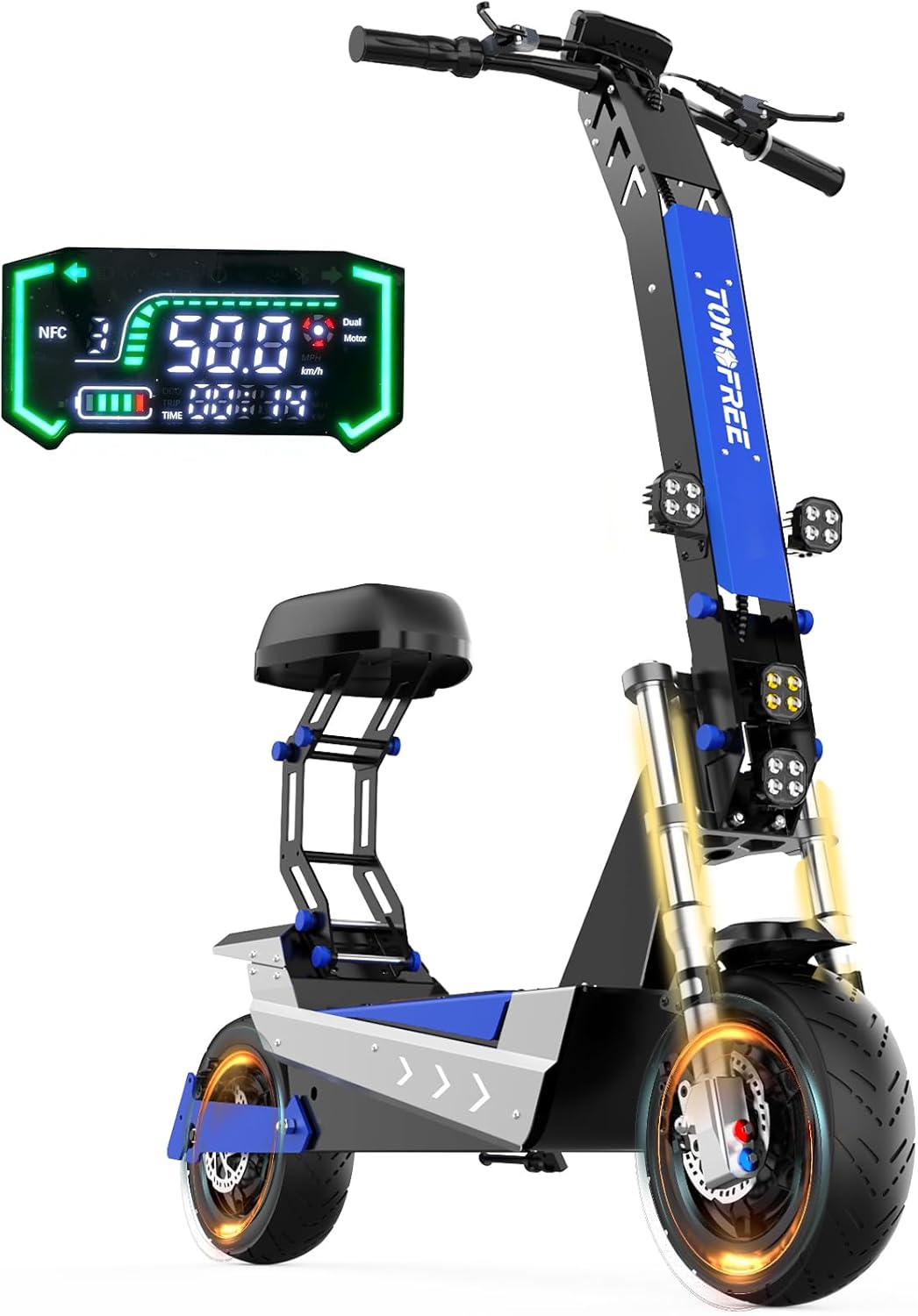 L7 6000W Dual Motor Escooter Adult, Max 50 MPH/45Miles, 60V 35Ah Large Battery, Full Suspension, Hydraulic Brakes, 11