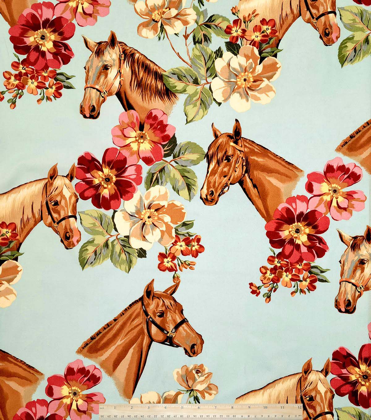 Alexander Henry Blossom Stables on Blue Premium Cotton Fabric
