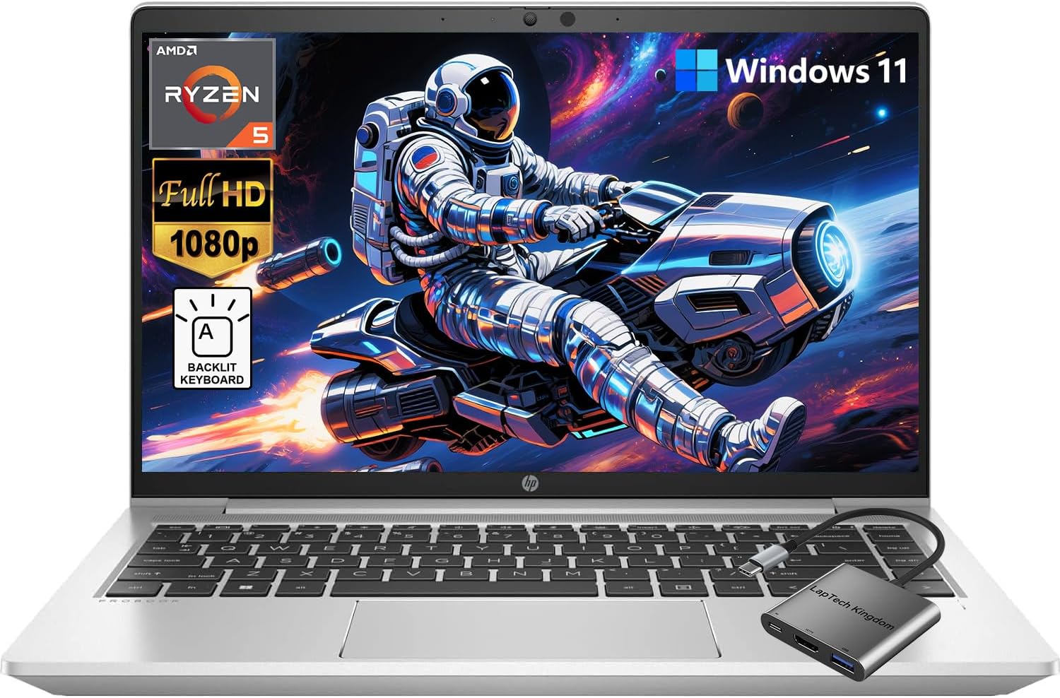 HP Probook G8 14 inch FHD Laptop Computer, 32GB RAM 1TB SSD AMD Ryzen 5 5600U, Laptop for Business and College Students with Backlit Keyboard Webcam HDMI Wolf Security Win 11, W/Accessory