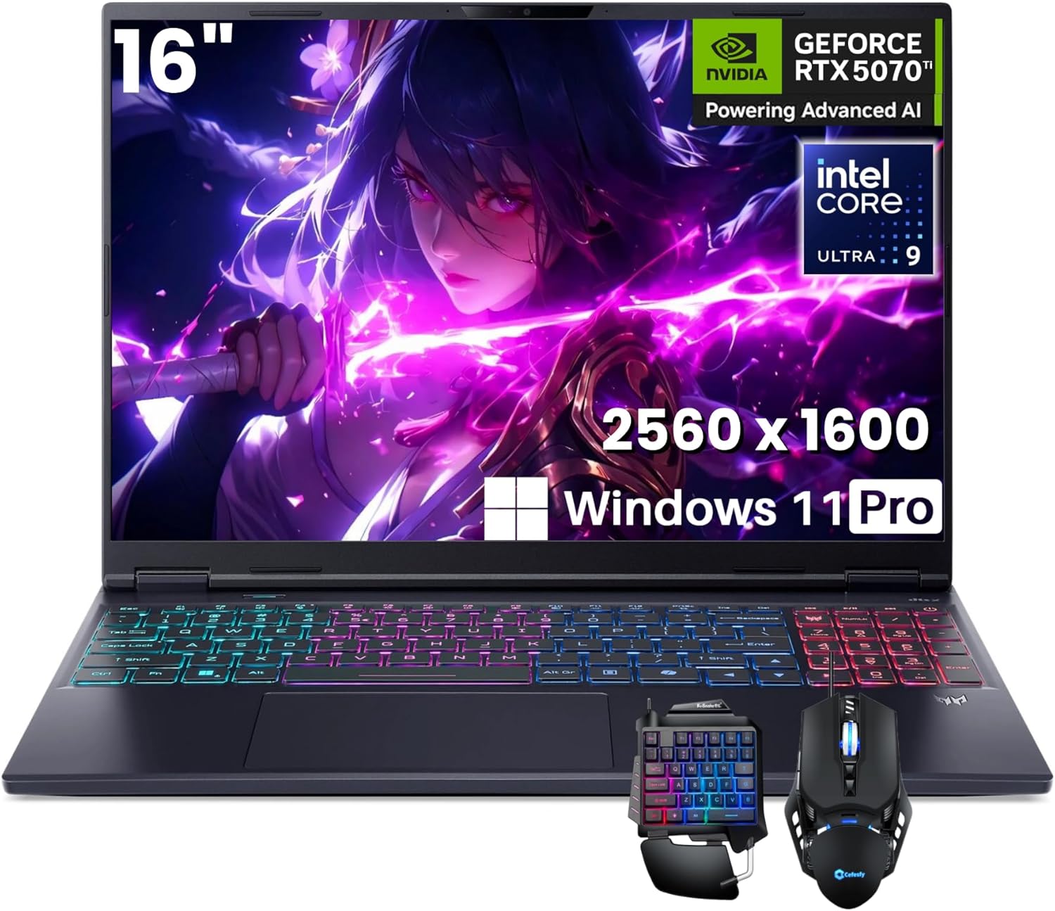 acer Predator Helios Neo 16S Gaming Laptop, NVIDIA RTX 5070 Ti, Intel Ultra 9 275HX, AI PC, 16