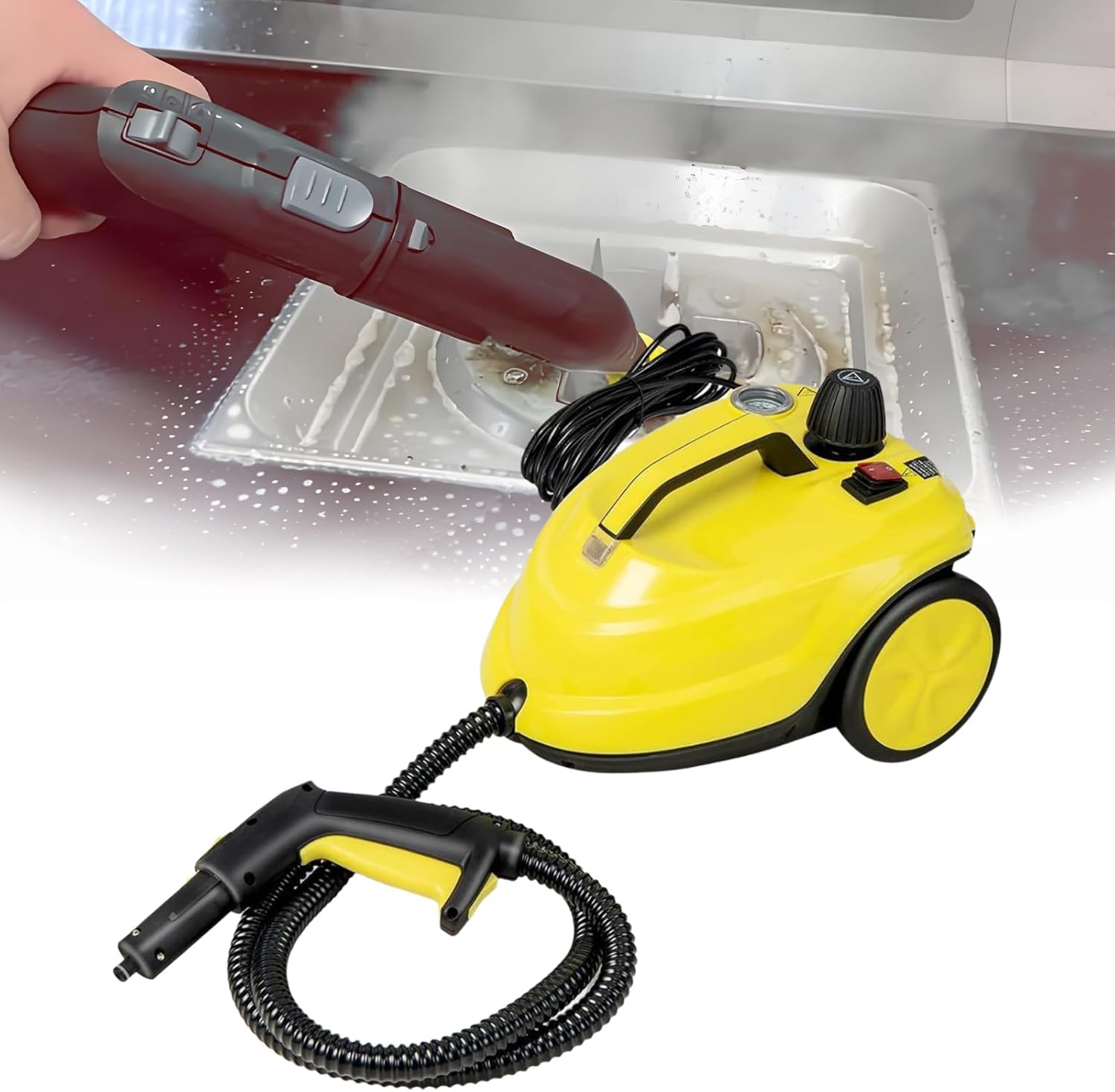 1500W Handheld Steam Cleaner Steam Carpet Cleaner Vacuum Cleaner, Continuous Steam, Suitable for Furniture, Upholstery, Sofas
