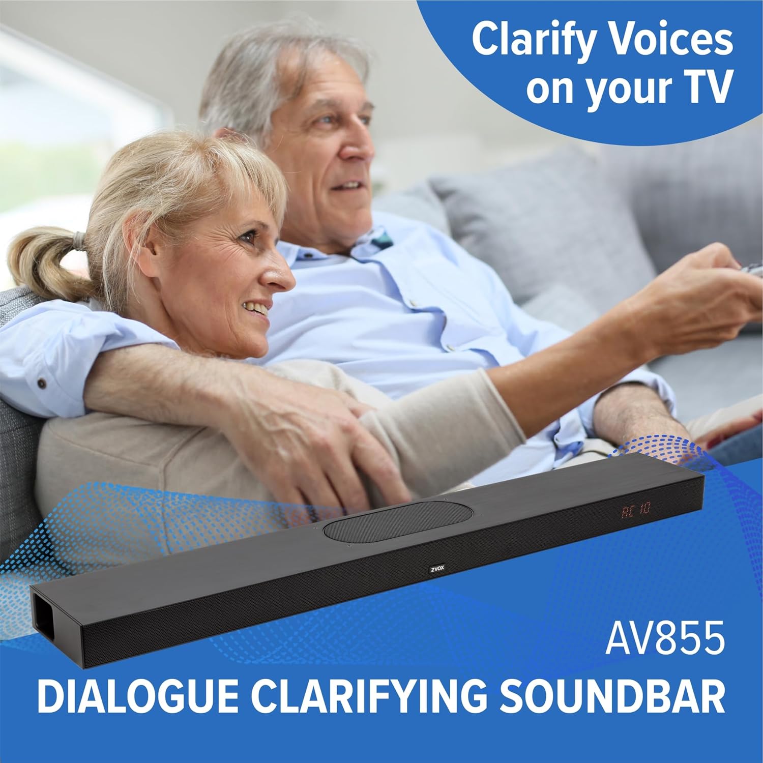 ZVOX AccuVoice AV855 Dialogue Clarifying Soundbar - Patented Hearing Technology with 20 Levels of Voice Boost