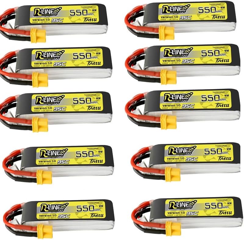 for Tattu R-Line 1.0 7.4V for Lipo Battery 550mAh 95C for RC FPV Airplane Quadcopter Helicopter Drone Parts(10pcs)