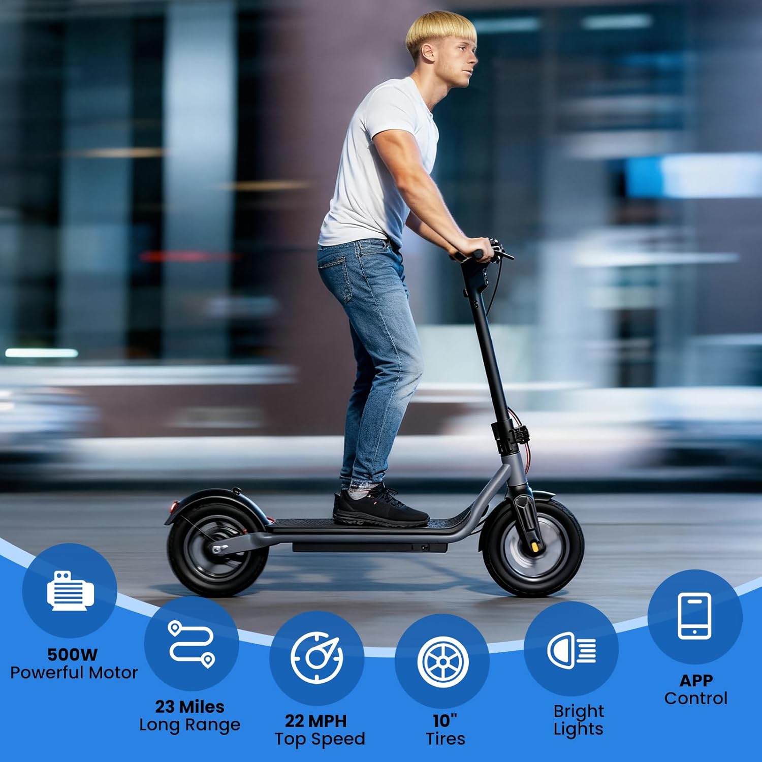 Electric Scooter, Adult Electric Scooter with 500/750/1000W Motor, 23/28 Miles Range,Top Speed 22/25/28MPH, 10