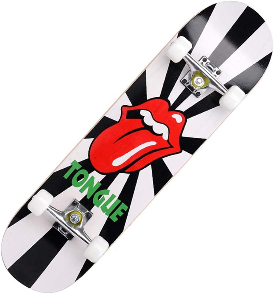 Skateboards 31 x 8 inch Complete Skateboard for Beginners 7 Layer Canadian Maple Double Kick Deck Concave Cruiser Trick Skateboard for Kids and Adults