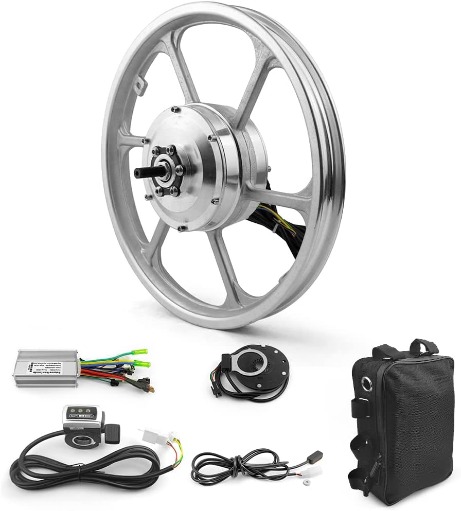 16 Inch 350W Brushless Geared Motor Mag Wheel with PAS Accelerator for Front Hub Drive Scooter Small Bike Bicycle Thumb Throttle