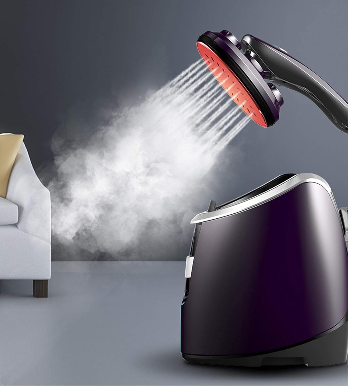 Clothes Garment Steamer - Vertical Double Pole Telescopic Clothes Steamer 1800W Professional Iron Household Small Iron Handheld Ironing with Ironing Board,Pink