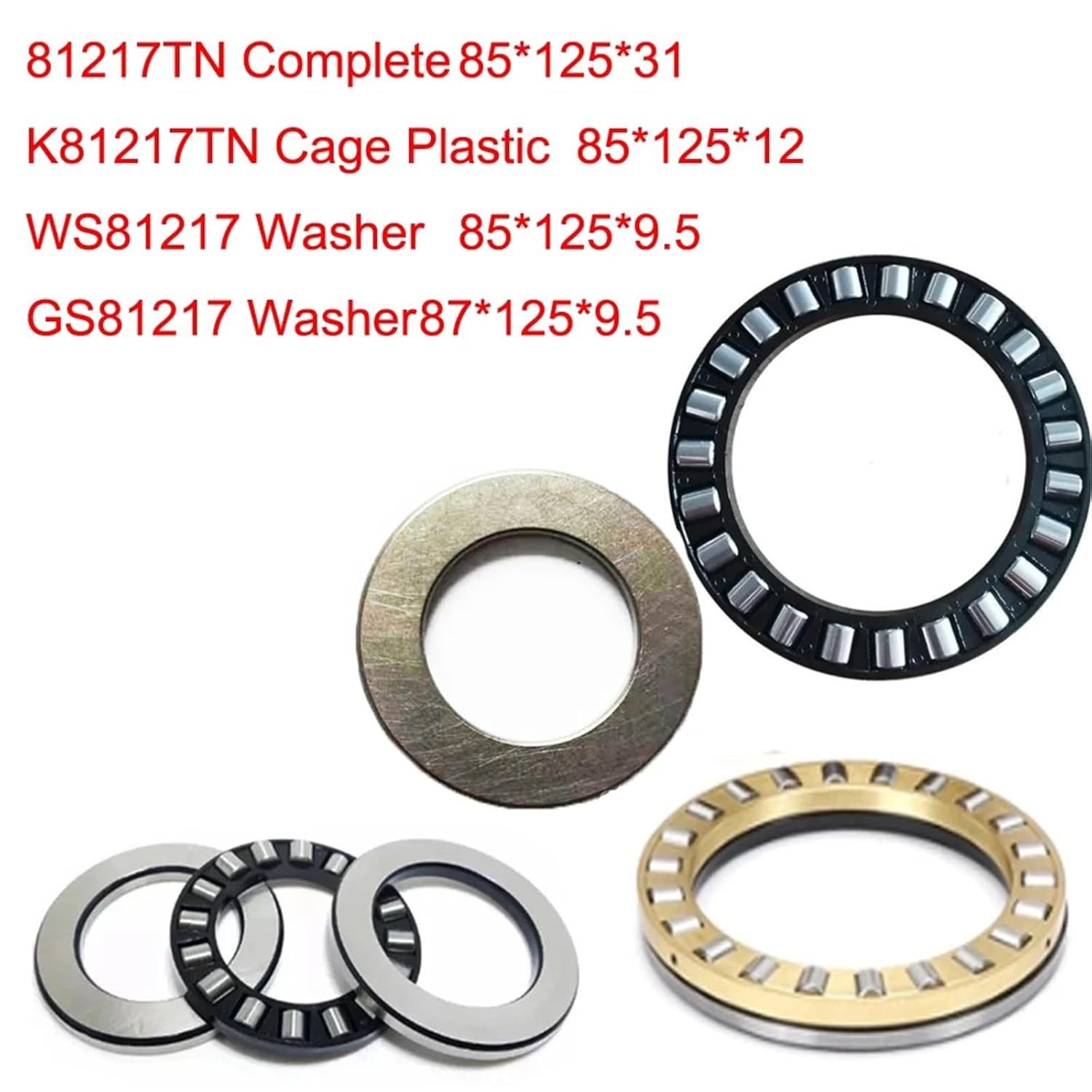 Cylindrical Roller Thrust Bearing Washer Cage 81217 85x125x31 K81217M K81217TN 85 * 125 * 12 WS81217 85 * 125 * 9.5 GS81217 87 * 125 * 9.5(GS81217 Washer)