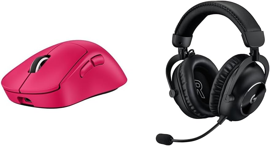 Logitech G Pro X Superlight 2 DEX Lightspeed Wireless Gaming Mouse + G Pro X 2 Wireless Gaming Headset Bundle - Magenta