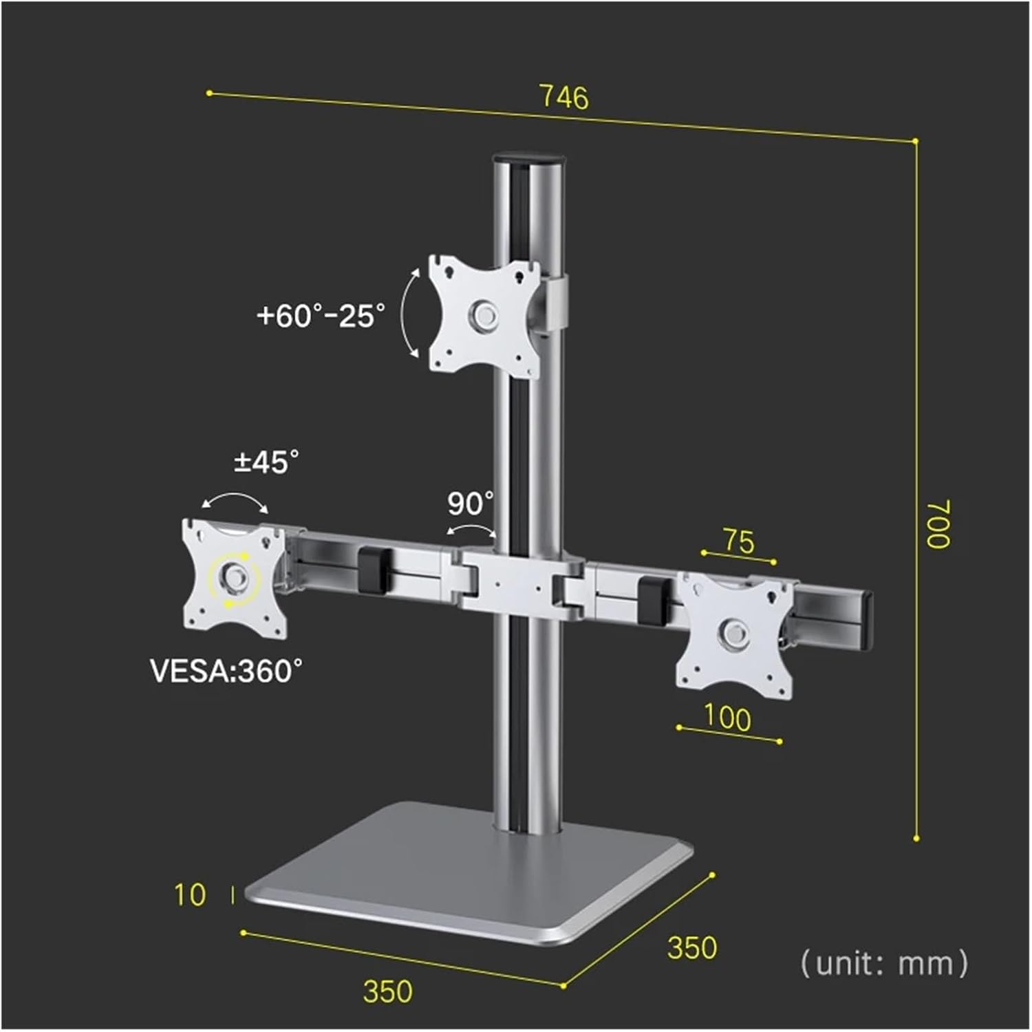 Three-Screen Monitor arm Suitable for Sizes 17