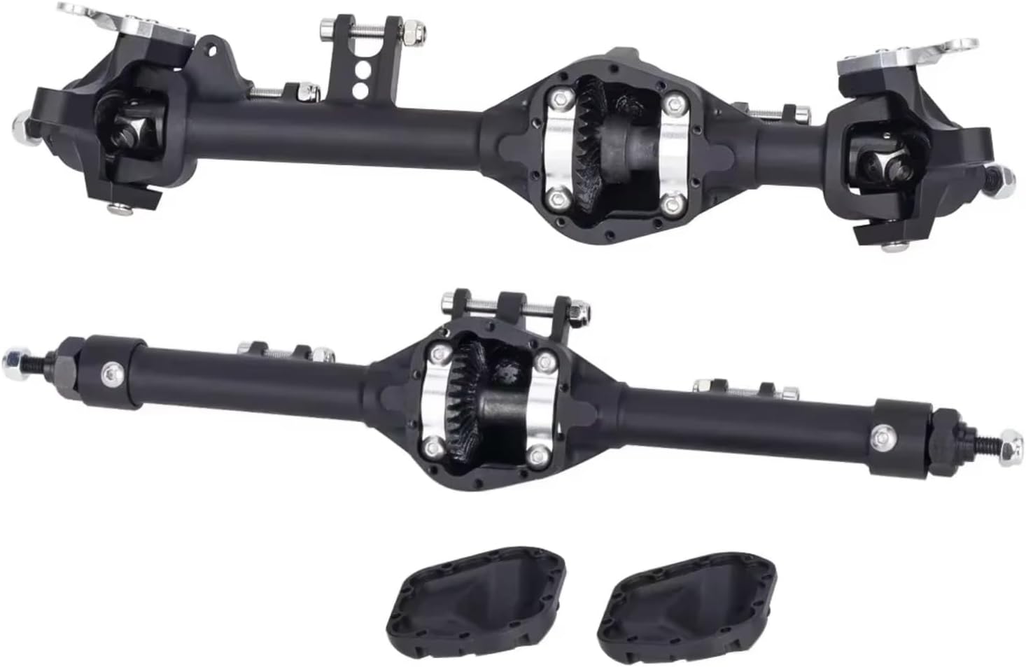 RC Axle Models For Axial For SCX10 II VS4-10 For Rock 1/10 Front Rear Offset Straight Axle Aluminum Piece Construction Set RC Crawle Trucks Parts(Black)