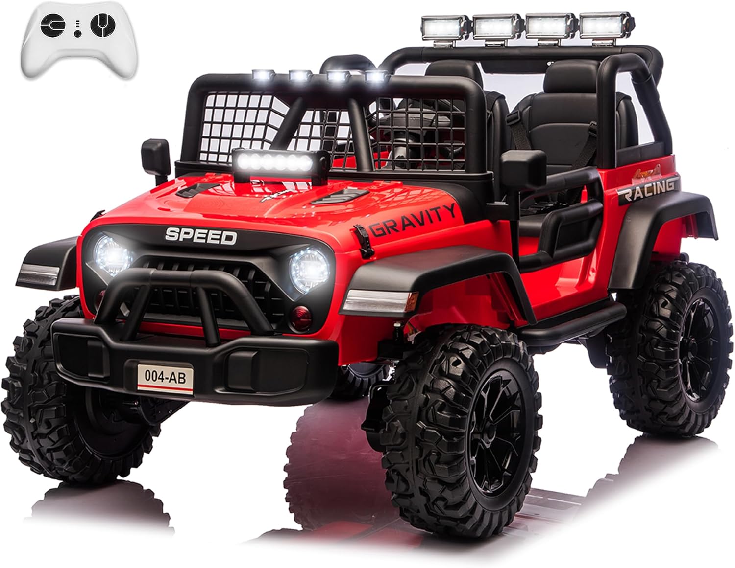 sopbost 24V Ride On Toy with Remote Control, 2 Seater Ride On Car for Kids, 4x4 Kids Electric Vehicle Car, Ride On Truck with EVA Tires Wheels, Bluetooth (Red)