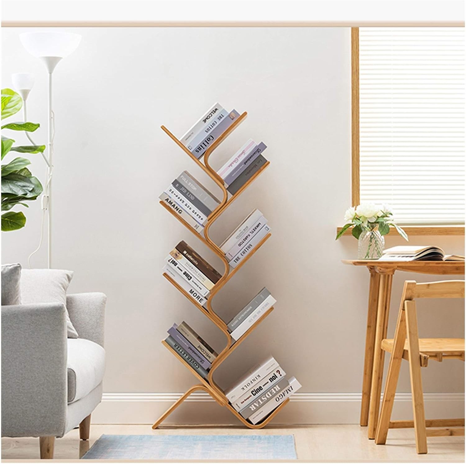 HIHELO Book Case Tree Bookshelf, Floor Standing Tree Bookcase in Living Room/Home/Office, Bookshelves Storage Rack for Books Bookshelves (Size : 8-Tier)