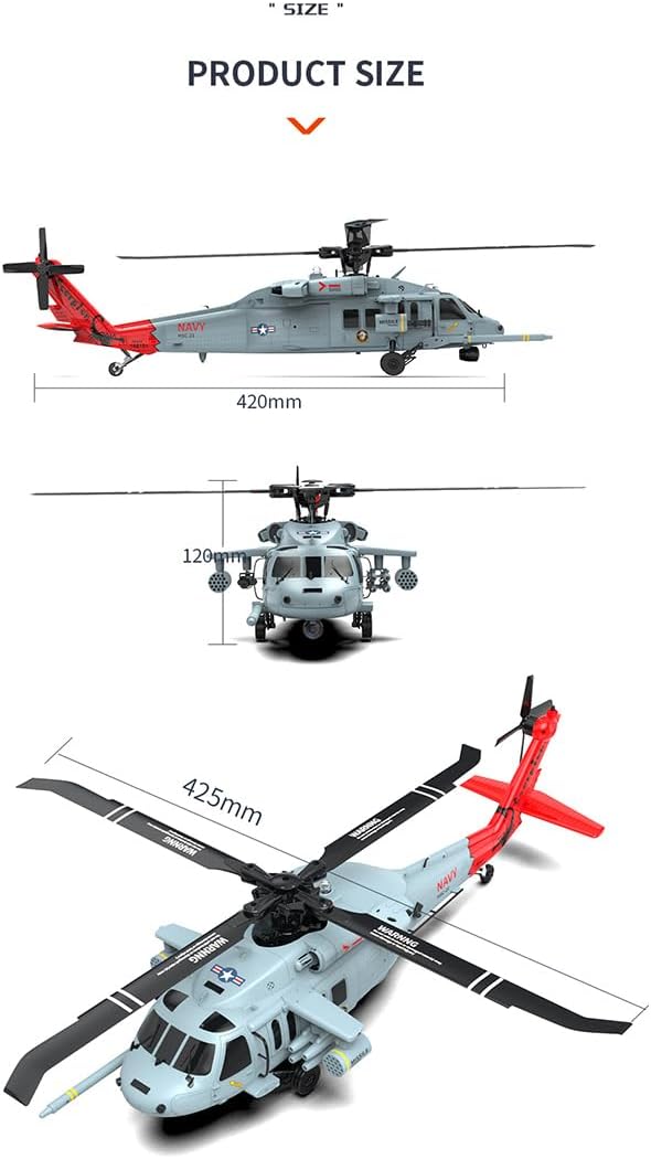 RC Brushless Helicopter, YUXIANG F09-H SH60 Seahawk 1/47 8CH Dual Brushless DD 6G/3D Stunt Copter Model (Include FC&GPS/RTF Version), 42 x 42.5 x 12cm