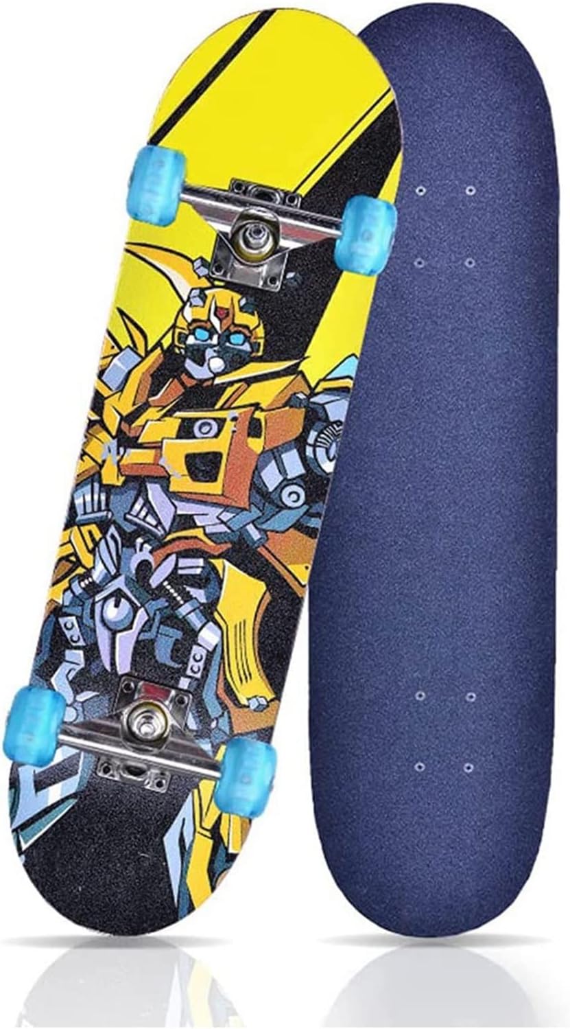 Skateboards Standard Skateboard for Kids Teens and Adults with Colored Wheels Integrated Stone Skateboard Suitable for Professionals and Beginners（80CM）