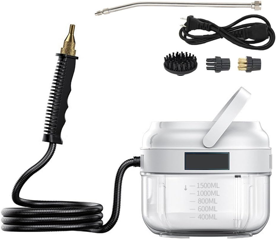 HGTRH 1500ML Steam Cleaner, 1500W Steam Cleaner Handheld with Dry-Boil Protection 105℃/221℉ 15S Fast Heating for Windows Kitchen Floor White