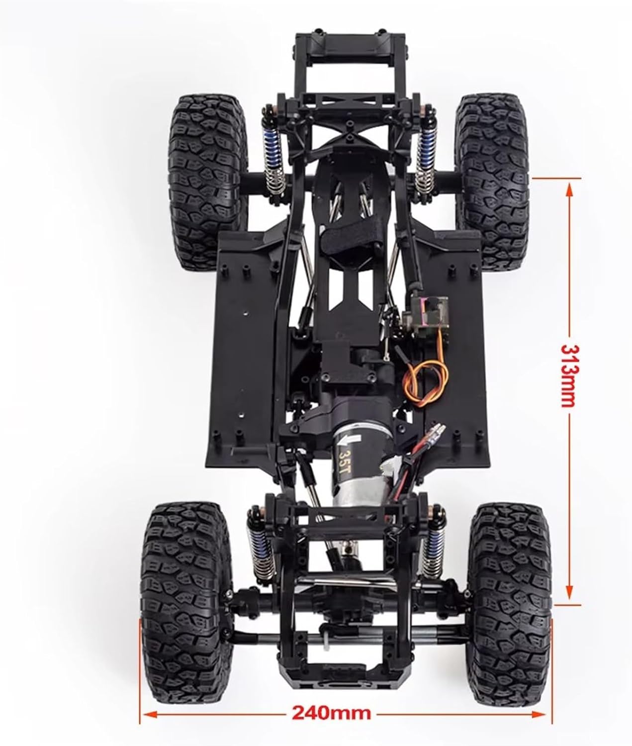 RC Car Parts for Traxxas for TRX4 D90 1/10 313mm Wheelbase Chassis Frame Set with 35T 550 Motor 2 Speed Transmission RC Car Rock Crawler Upgrade Parts(Chassis with Wheels)