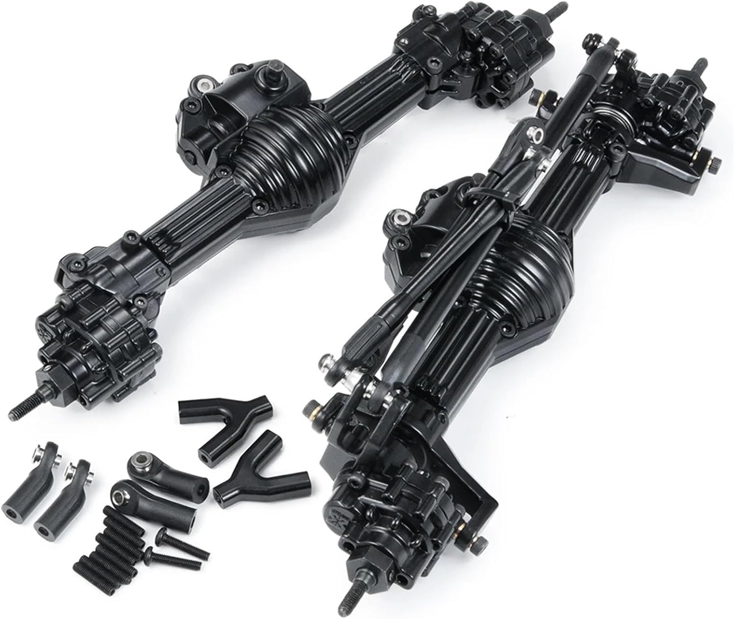 RC Vehicle Axles Compatible with Axial for SCX10 II 90028 1:10 RC Crawler Car Upgrade Parts RC Car Front Rear Straight Axle RC Car Modified Accessories(Front Axle and Rear Axle)