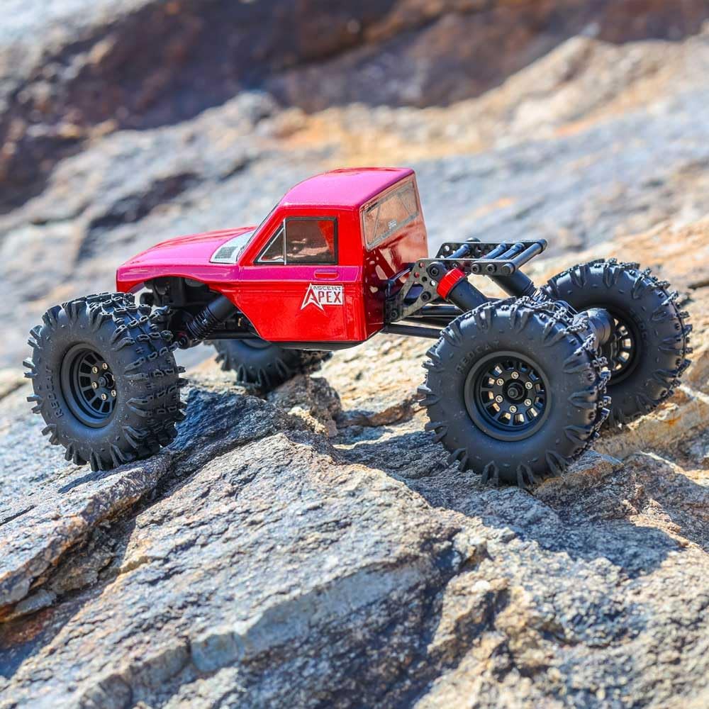 Redcat Racing Ascent-18 APEX, 1/18 Scale Brushless Electric Rock Crawler, Carbon Fiber, 4WD RC Car for Adults with 2.4GHz Radio System (Red)