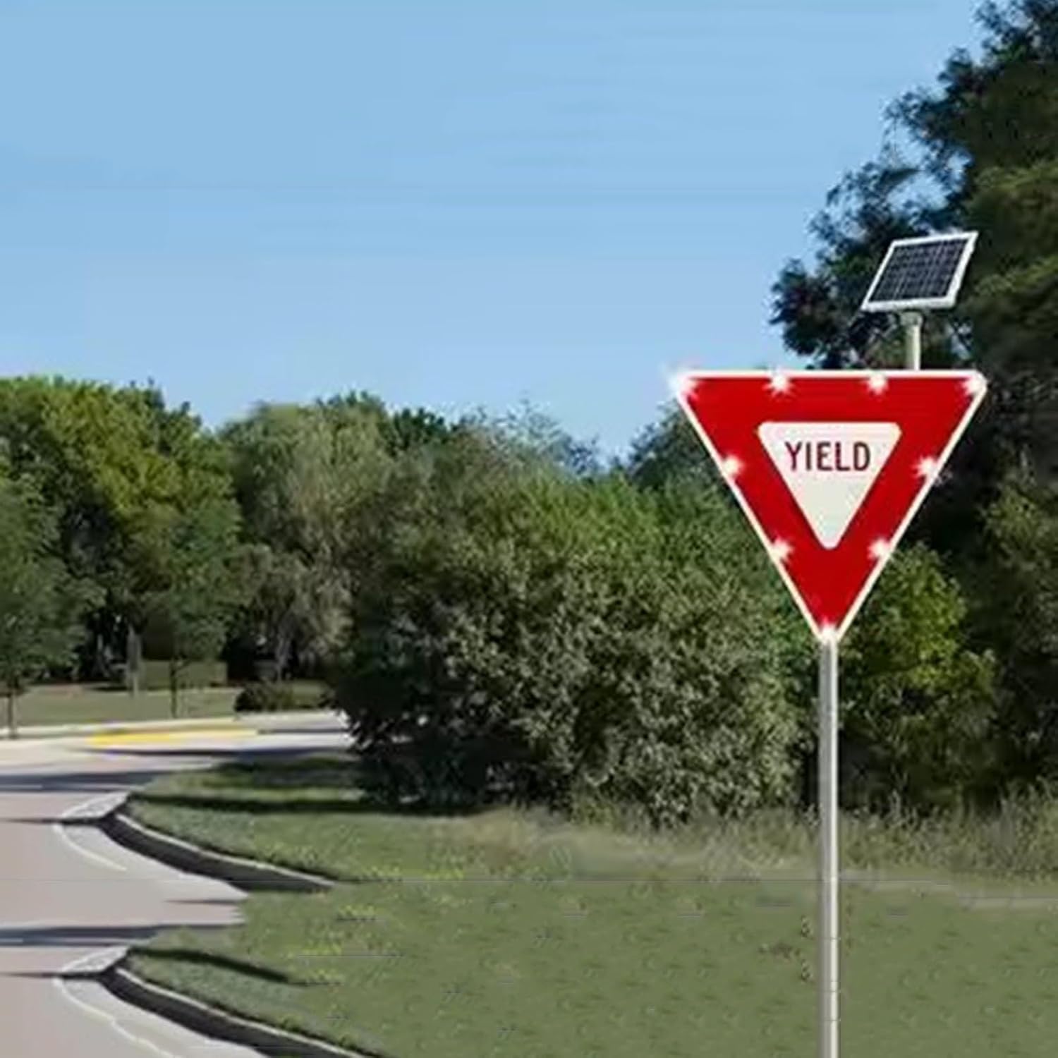 High Visibility LED Flashing Yield Sign - 27.5