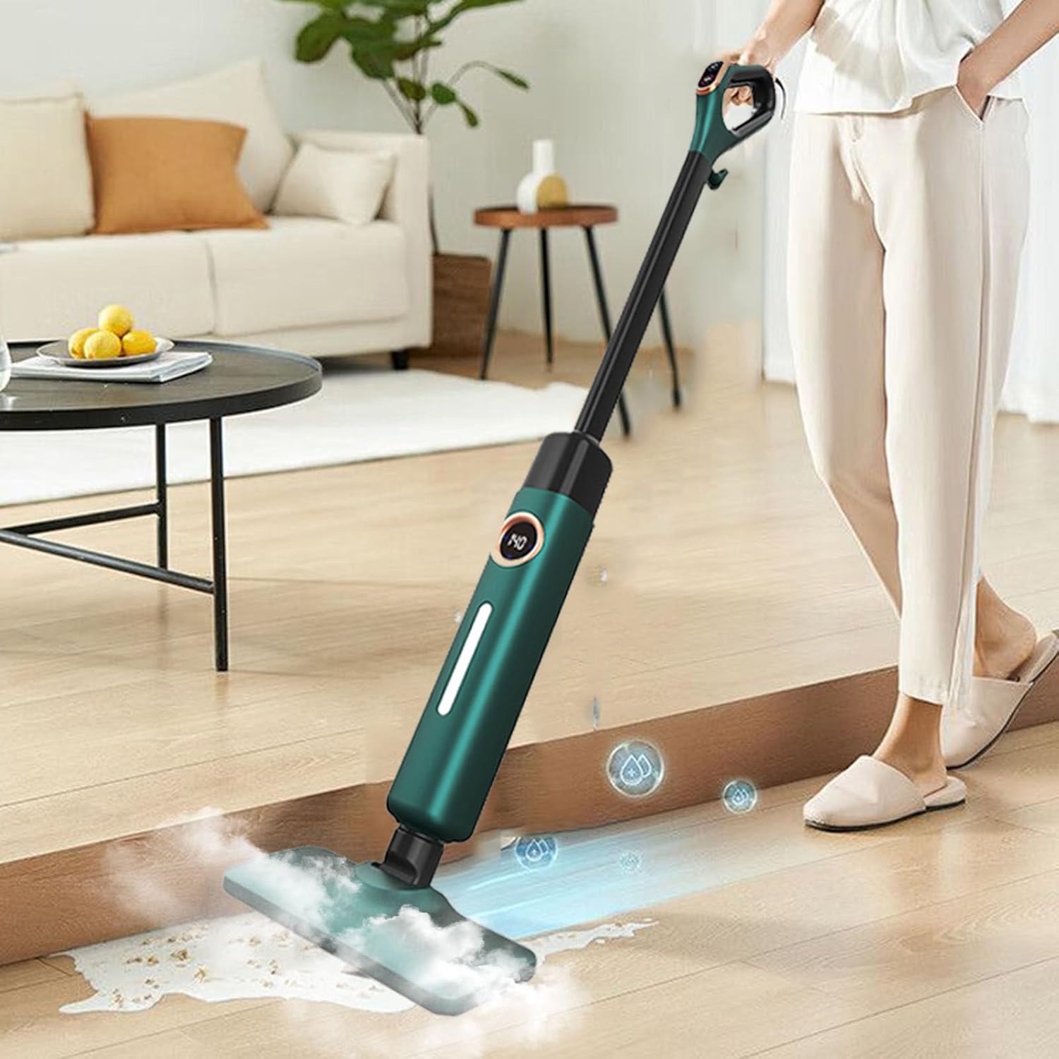 Steam Mop, Hardwood Floor Steamer 500ml 1200w Handheld Steam Cleaner Steam Cleaner With 2 Steam Modes,15s Fast Heat-Up For Carpet Tile Flooring Marble Cleaning, Whole Home Use,Green