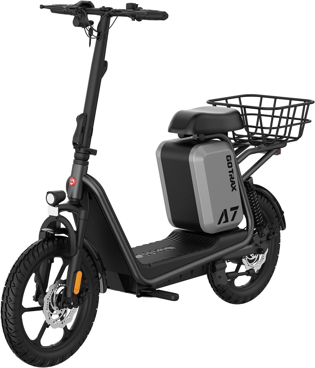 Gotrax Adult Electric Scooter with Seat, Max 19-25miles Range, 15.5-20mph Power by 350W-500W Motor, All-Terrain Tire & Wider Deck & Soft Cushioning Seat with Carry Basket