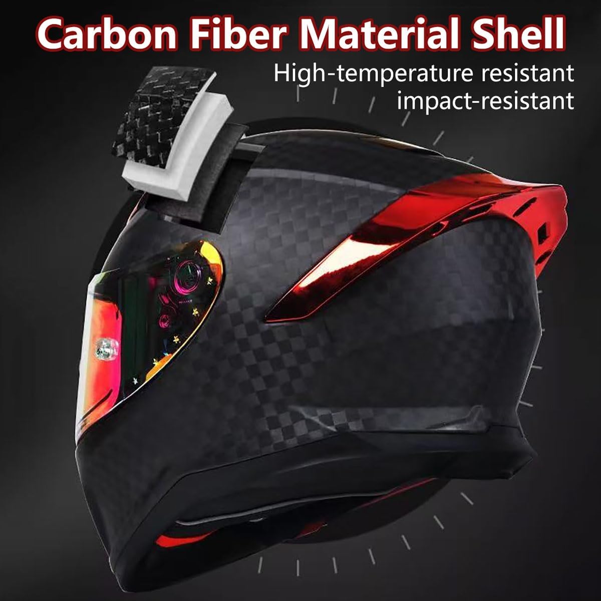 Personalization Full Face Motorcycle Helmet, Adults Flip Up Visor DOT Approved Lightweight Carbon Fiber Sport Helmet Cool Locomotive Men and Women Helmet for Moped ATV Cruiser