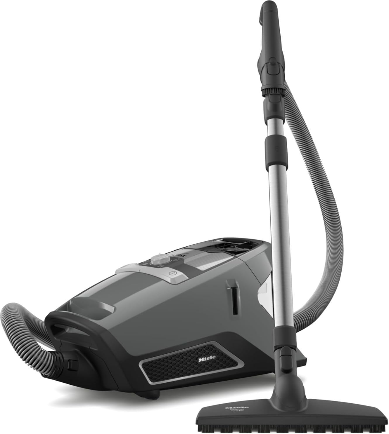 Miele Blizzard CX1 PureSuction Powerline Bagless Canister Vacuum Cleaner with AllTeQ Universal Floorhead and Parquet Twister Floorhead, 1200 W, Graphite Gray – 10829430