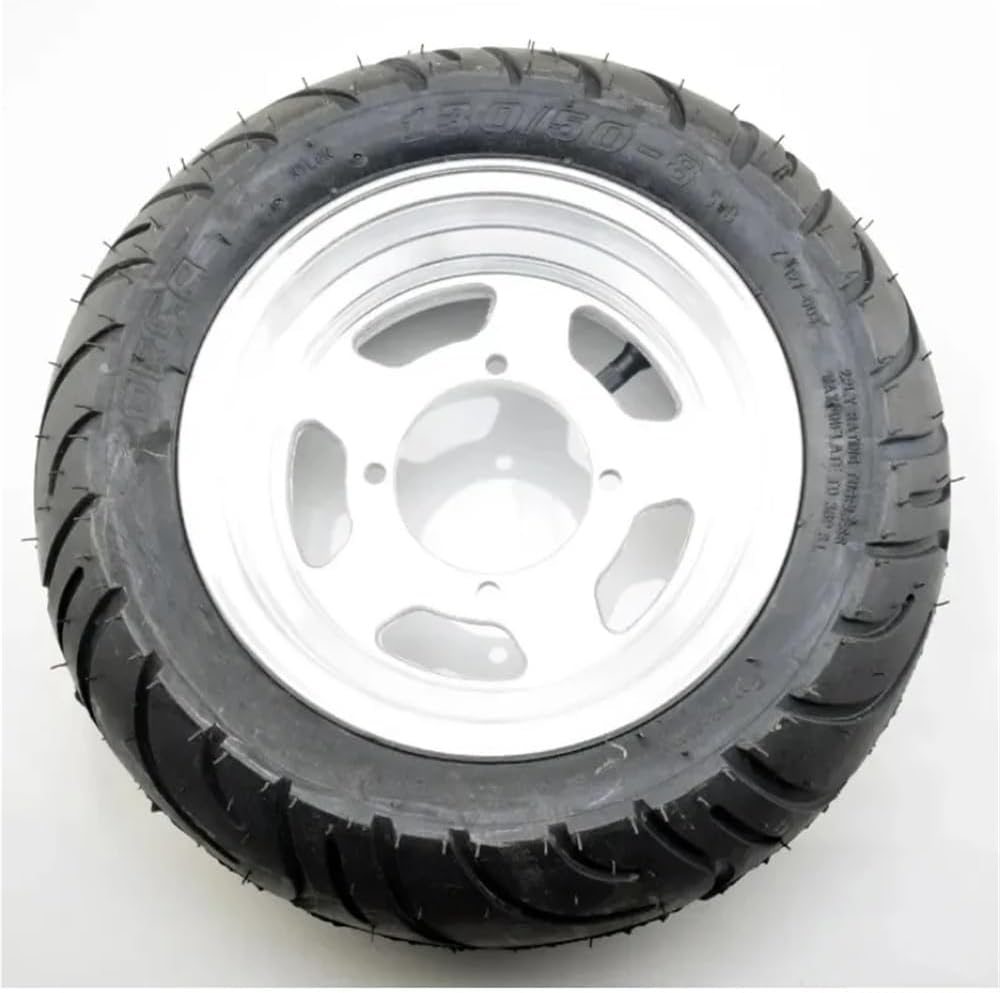 130/50-8 Rear Tire & 90/65-8 Front Vacuum Rims Wheels Fit for Buyang Electric Scooter Pocket Bike Mini One Set(A rear 130 50-8)