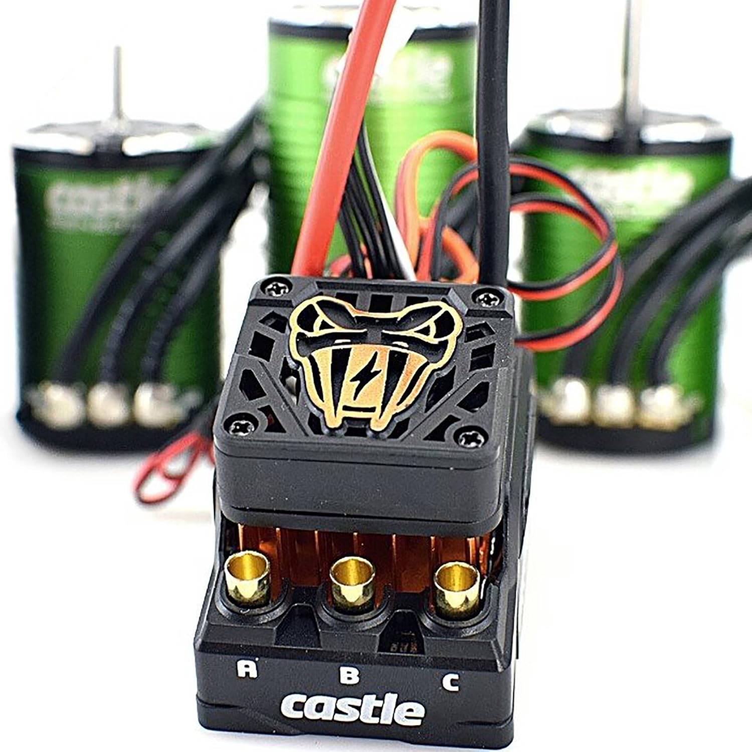 Castle Creations Copperhead 10 Brushless ESC / 1412-2100KV 5mm Sensored Motor Combo, CSE010016615, Black, Green
