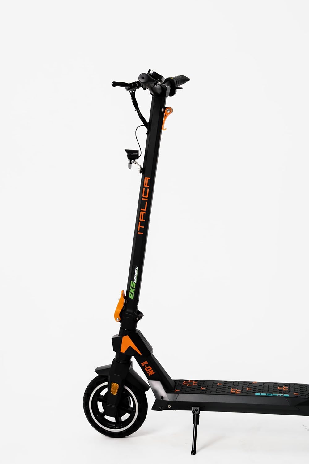 Italica E-ON 350 Electric Scooter, 350W Motor Power, 18 mph Max Speed, 36V 6Ah Battery, Black and Orange