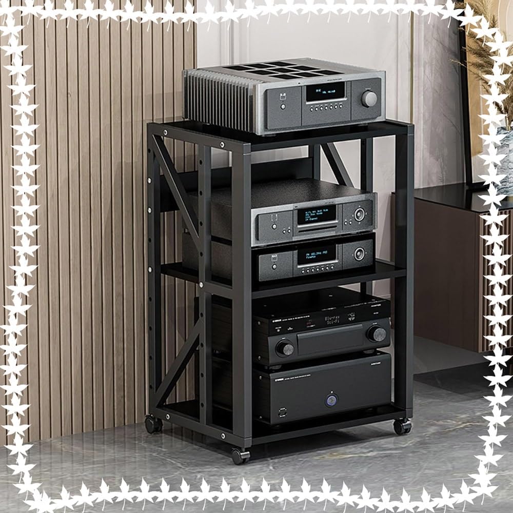 BIUBPW Audio Stand Movable 3/4/5 Tier Corner Media Center Wooden Audio/Video Rack