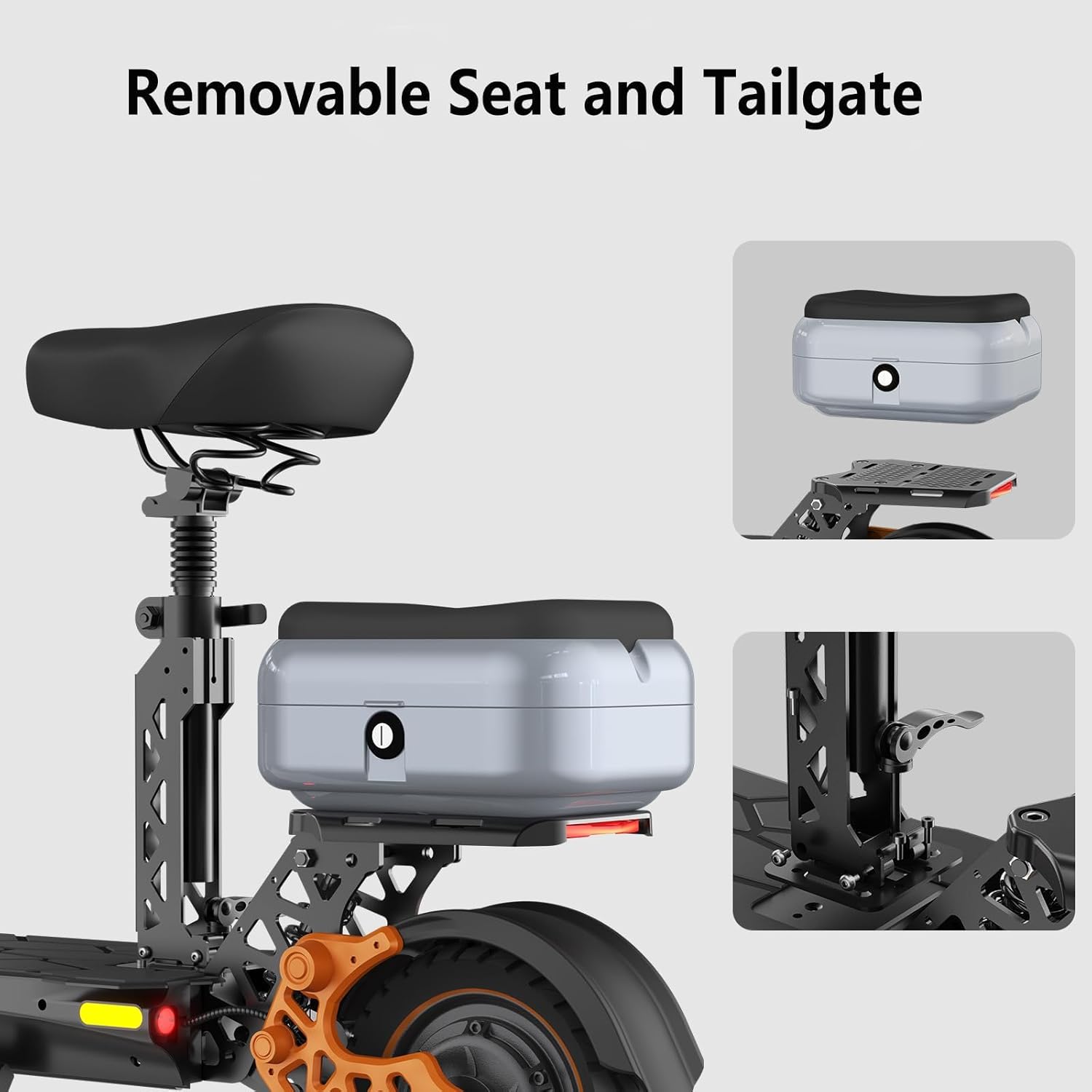 M5 Pro Electric Scooter, 1600W Brushless Motor, Range 43-50Miles, Max Speed 34 MPH, Max Load 264LBS, Dual Suspension & Hydraulic Damping System, E-Scooter with Seat & Storage Box for Adults