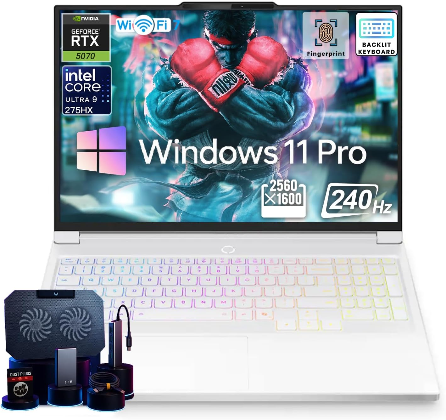 Lenovo Legion 7i Gaming Laptop • Dedicated GeForce RTX 5070 • 16’’ 2.5k 240Hz Display • Intel U9-275HX • Backlit KB • Facial Recognition • Win 11 Pro • Accessories • Wi-Fi 7 • 64GB DDR5+4TB SSD