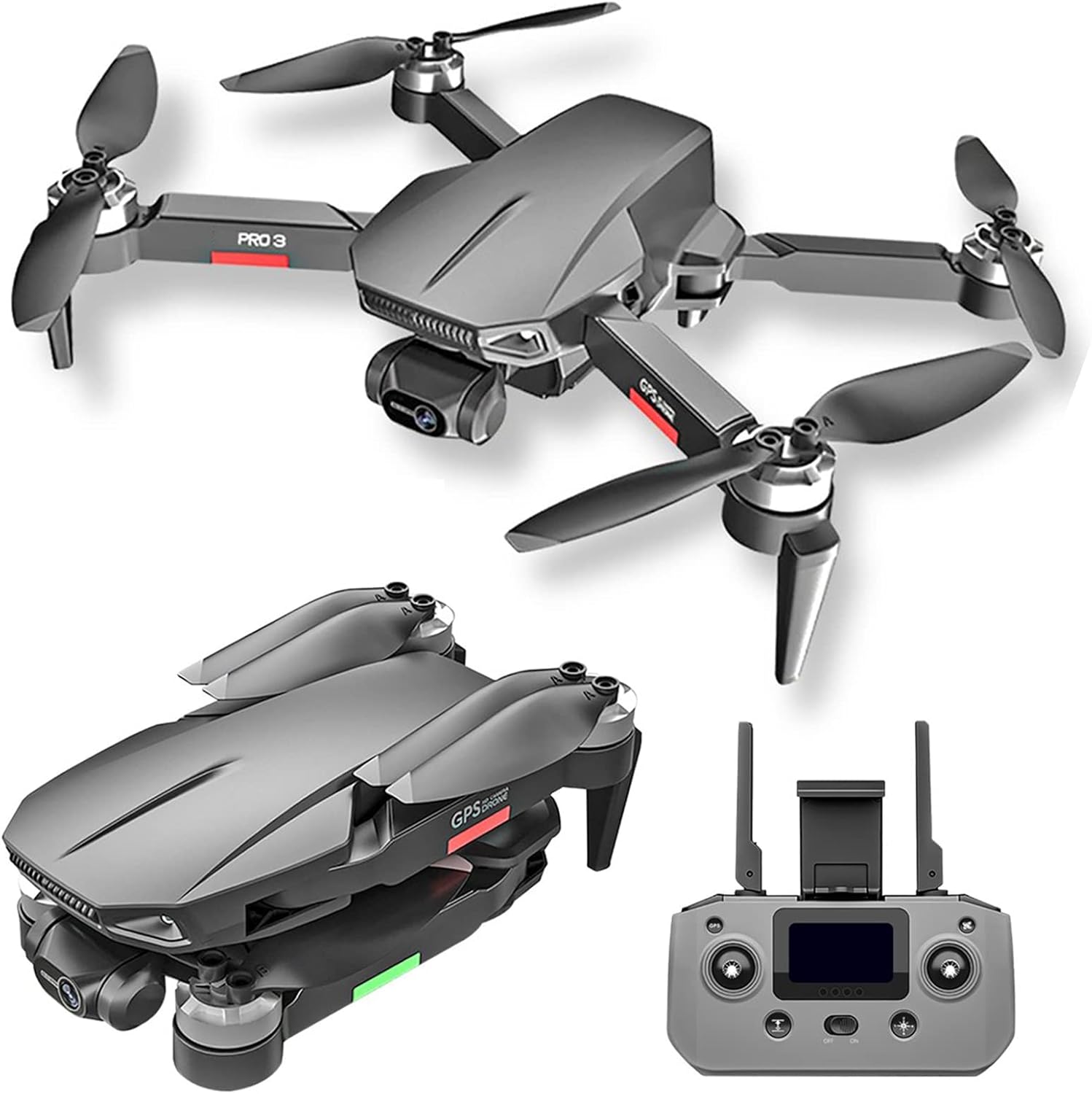 Drones with Camera for Adults 4k Drone with Three-Axis Gimbal Foldable 5G FPV GPS Drones for Beginners with Live Video Follow Me Auto Return Home Encircling Flight (Battery*4) (Battery*2)