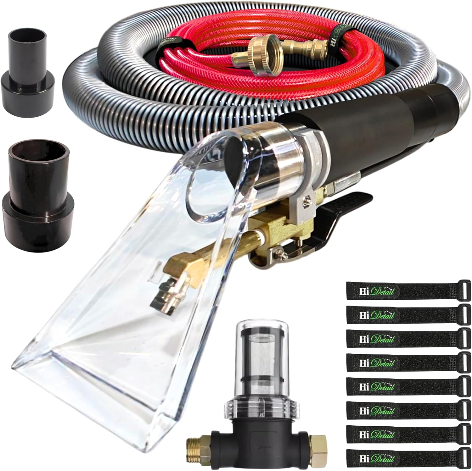 Hi Detail Shop Vac Extractor Kit with Wand and Hose, Adapter Converts Vacuum to carpet & upholstery Extractor for auto detailing & home