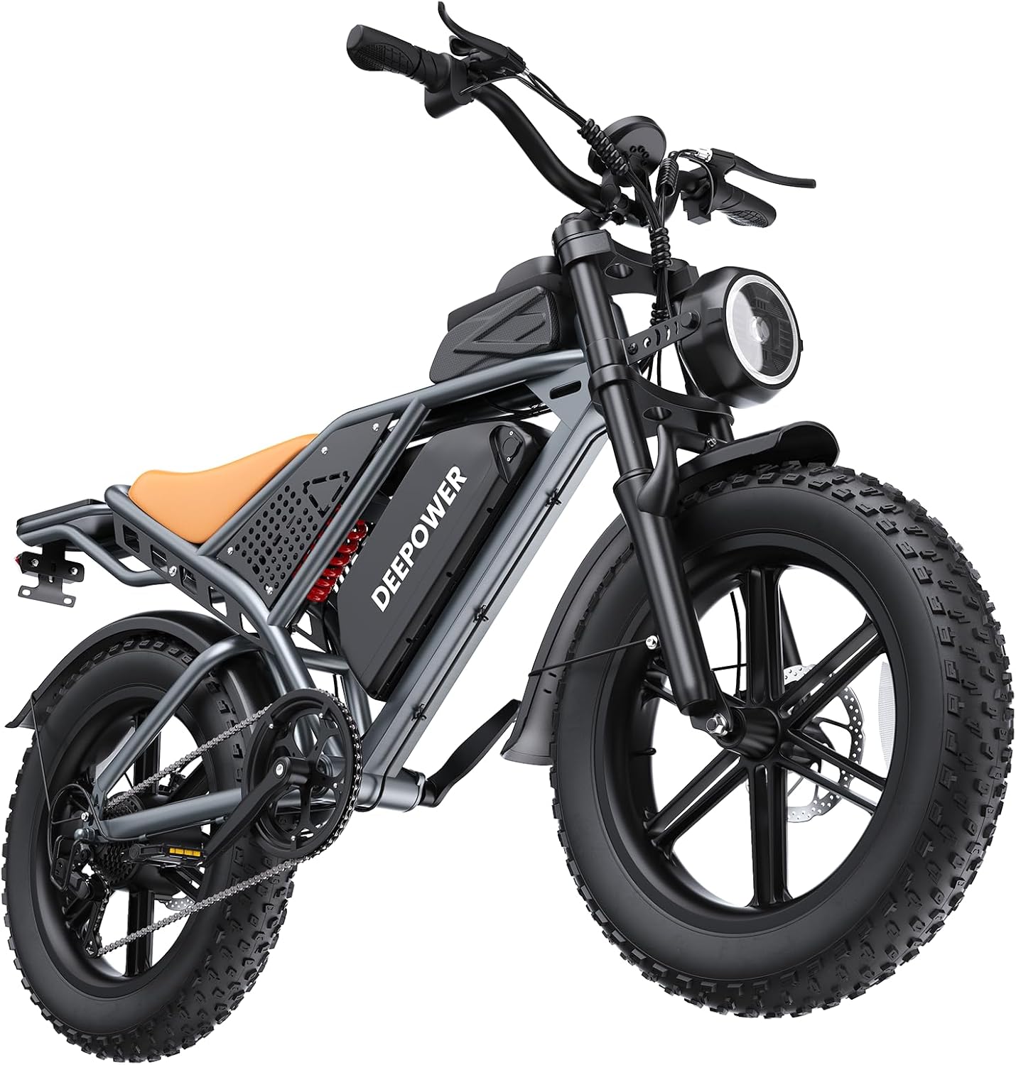 DEEPOWER Electric Bike for Adults,2000W Peak Motor&32MPH Electric Dirt Bike，48V 20AH/35AH/60AH Battery, 70-160 Max Miles,Dual Suspension Ebikes for Adults, 20