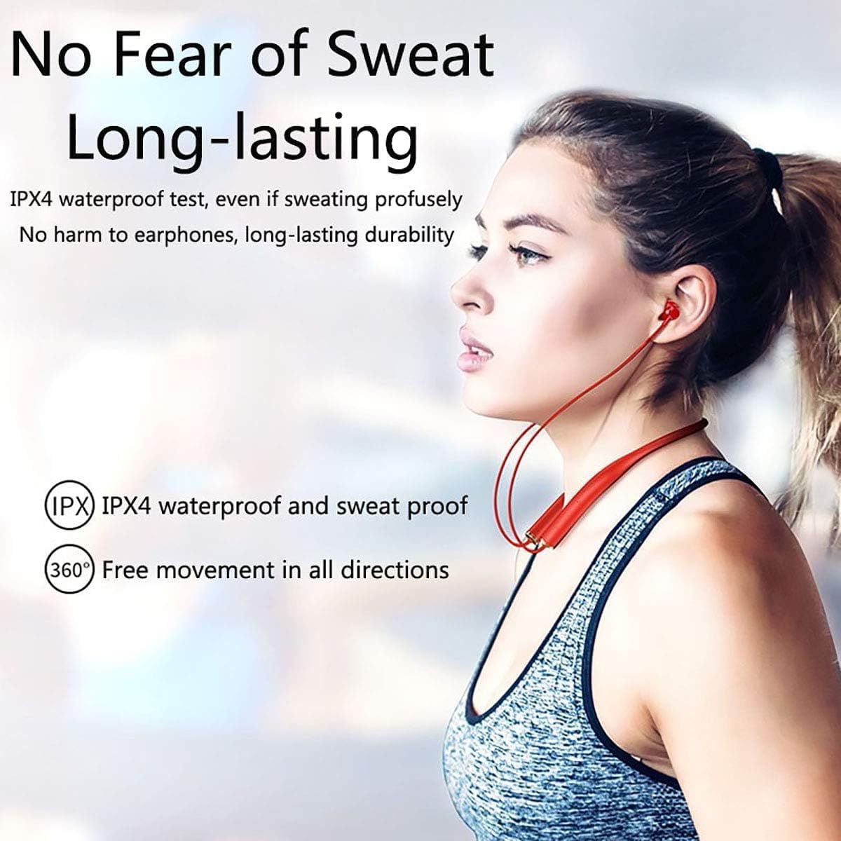 Neckband Bluetooth Headphones Wireless Bluetooth 5.0 Headset with 20H Playtime,Sports Waterproof Neckband Earphones with Durability,Noise Cancelling with Mic for Phone Laptop PC Running Workout,Black